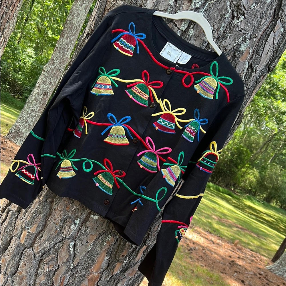 Vintage Michael Simon Christmas Bells Cardigan Jacket